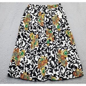 Andrea Gayle A-Line‎ Skirt Womens Petite PM Multi Paisley Pleated Front Pull On